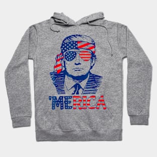 Merica Trump Happy 4Th Of July Trump American Flag Hoodie